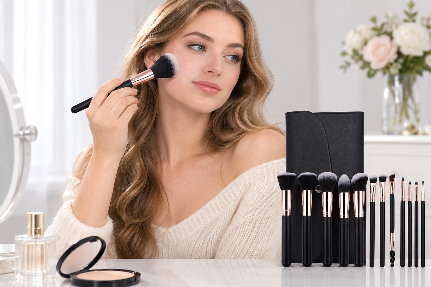 Black Wooden Handle Makeup Brush