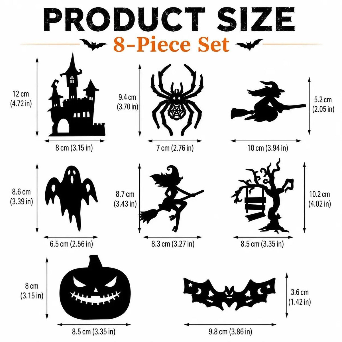 💥50% OFF - 🎃8 Pack Halloween LED Silhouette Wall Light Stickers, Battery Powered Peel & Stick Decor Lights