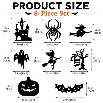 💥50% OFF - 🎃8 Pack Halloween LED Silhouette Wall Light Stickers, Battery Powered Peel & Stick Decor Lights